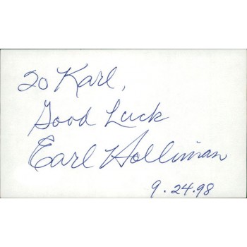 Earl Holliman Actor Signed 3x5 Index Card JSA Authenticated Personalized