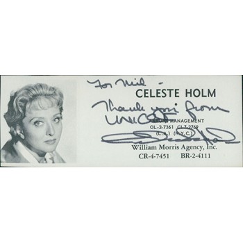 Celeste Holm Actress Signed 2x5 Directory Cut JSA Authenticated