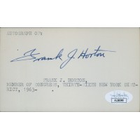 Frank Horton New York Congressmen Signed 3x5 Index Card JSA Authenticated