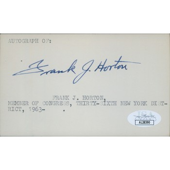 Frank Horton New York Congressmen Signed 3x5 Index Card JSA Authenticated