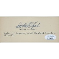 DeWitt Hyde Maryland Congressman Signed 2x5 Index Card JSA Authenticated