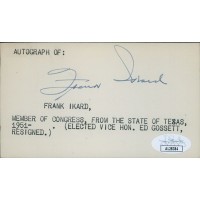 Frank Ikard Texas Congressmen Signed 3x5 Index Card JSA Authenticated