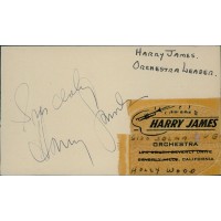Harry James Big Band Leader Signed 3x5 Index Card JSA Authenticated