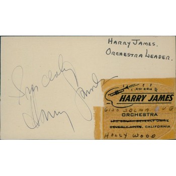Harry James Big Band Leader Signed 3x5 Index Card JSA Authenticated