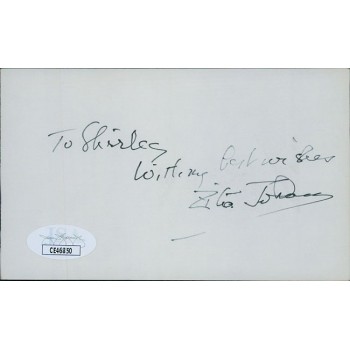 Zita Johann Actress Signed 3x5 Index Card JSA Authenticated Personalized