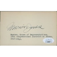 Marvin Jones Texas Congressman Signed 3x5 Index Card JSA Authenticated