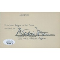 Woodrow Jones North Carolina Congressman Signed 3x5 Index Card JSA Authenticated