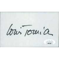 Louis Jourdan Actor Signed 3x5 Index Card JSA Authenticated