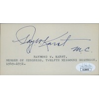 Raymond Karst Missouri Congressman Signed 2.5x5 Index Card JSA Authenticated