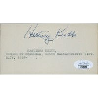 Hastings Keith Massachusetts Congressman Signed 2.5x5 Index Card JSA Authentic