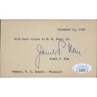 James Kem Missouri Senator Signed 3x5 Index Card JSA Authenticated