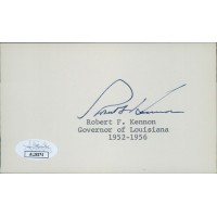 Robert Kennon Louisiana Governor Signed 3x5 Index Card JSA Authenticated