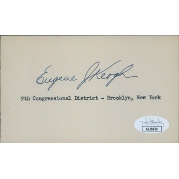 Eugene Keogh New York Congressman Signed 3x5 Index Card JSA Authenticated