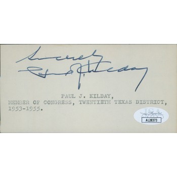 Paul Kilday Texas Congressmen Signed 2.5x5 Index Card JSA Authenticated