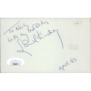 Leonid Kinskey Actor Signed 3x5 Index Card JSA Authenticated Personalized