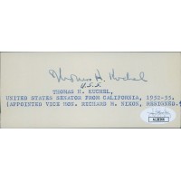 Thomas Kuchel California Senator Signed 2x5 Index Card JSA Authenticated