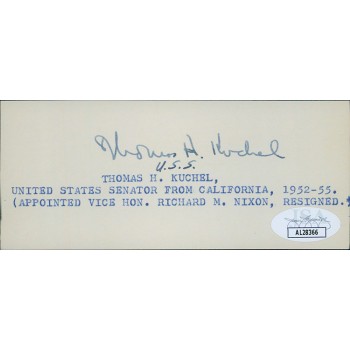 Thomas Kuchel California Senator Signed 2x5 Index Card JSA Authenticated