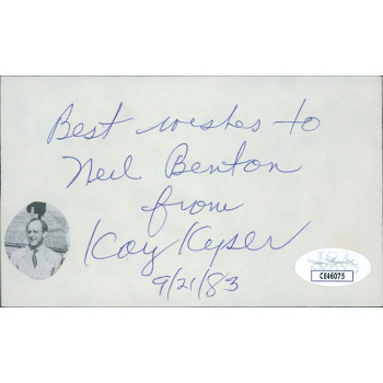 Kay Kyser Band Leader Radio Host Signed 3x5 Index Card JSA Authenticated