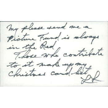 Lash LaRue Actor Signed 3x5 Index Card JSA Authenticated