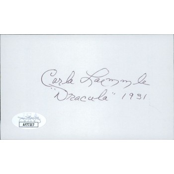 Carla Laemmle Actress Signed 3x5 Index Card JSA Authenticated