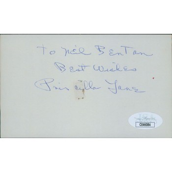 Priscilla Lane Actress Signed 3x5 Index Card JSA Authenticated Personalized