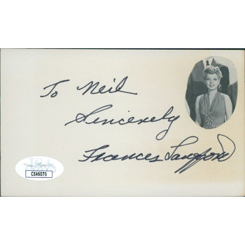 Frances Langford Actress Signed 3x5 Index Card JSA Authenticated Personalized