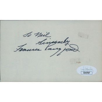 Frances Langford Actress Signed 3x5 Index Card JSA Authenticated Personalized