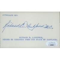 Richard Lankford Maryland Congressman Signed 3x5 Index Card JSA Authenticated