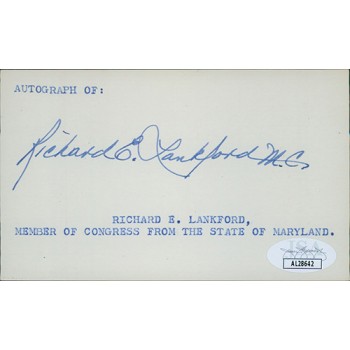 Richard Lankford Maryland Congressman Signed 3x5 Index Card JSA Authenticated