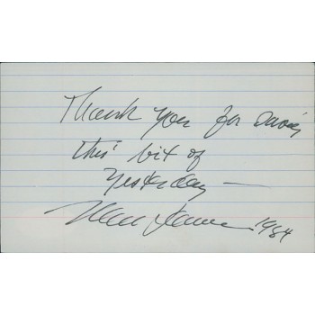 Marc Lawrence Actor Signed 3x5 Index Card JSA Authenticated