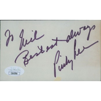 Pinky Lee Actor Signed 3x5 Index Card JSA Authenticated Personalized