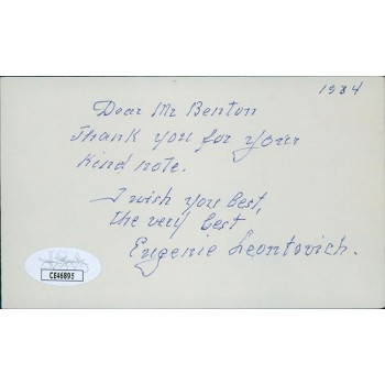 Eugenie Leontovich Actress Signed 3x5 Index Card JSA Authenticated