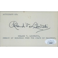 Roland Libonati Illinois Congressman Signed 3x5 Index Card JSA Authenticated