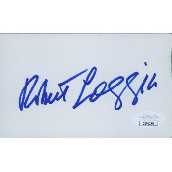 Robert Loggia Actor Signed 3x5 Index Card JSA Authenticated