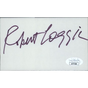 Robert Loggia Actor Signed 3x5 Index Card JSA Authenticated