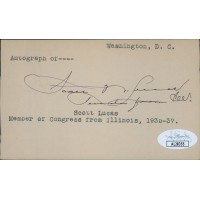 Scott Lucas Illinois Congressmen Senator Signed 3x5 Index Card JSA Authenticated