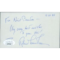 Robert Ludlum Novelist Signed 3x5 Index Card JSA Authenticated