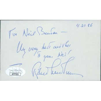 Robert Ludlum Novelist Signed 3x5 Index Card JSA Authenticated