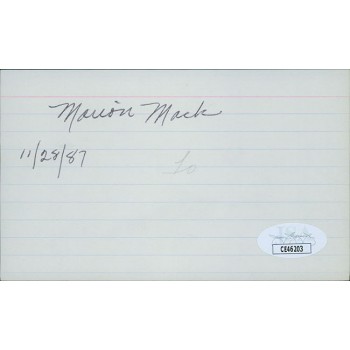 Marion Mack Actress Signed 3x5 Index Card JSA Authenticated