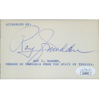 Ray Madden Indiana Congressmen Signed 3x5 Index Card JSA Authenticated