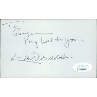 Karl Malden Actor Signed 3x5 Index Card JSA Authenticated Personalized