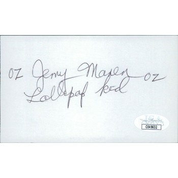 Jerry Maren The Wizard of Oz Actor Signed 3x5 Index Card JSA Authenticated