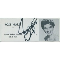 Rose Marie Actress Signed 2x4.5 Directory Cut JSA Authenticated