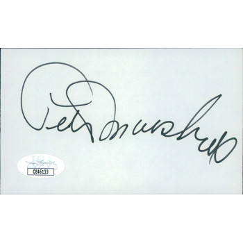 Peter Marshall Actor Signed 3x5 Index Card JSA Authenticated