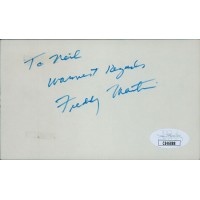 Freddy Martin Bandleader Saxophonist Signed 3x5 Index Card JSA Authenticated