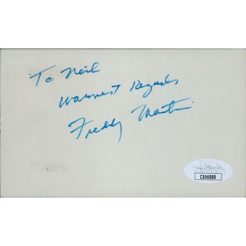 Freddy Martin Bandleader Saxophonist Signed 3x5 Index Card JSA Authenticated