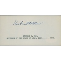 Herbert Maw Utah Governor Signed 2.5x5 Index Card JSA Authenticated