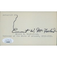 Ernest McFarland Arizona Governor Senator Signed 3x5 Index Card JSA Authentic