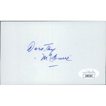 Dorothy McGuire Actress Signed 3x5 Index Card JSA Authenticated