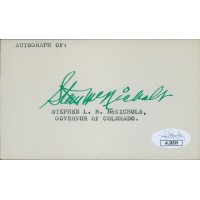 Stephen McNichols Colorado Governor Signed 3x5 Index Card JSA Authenticated